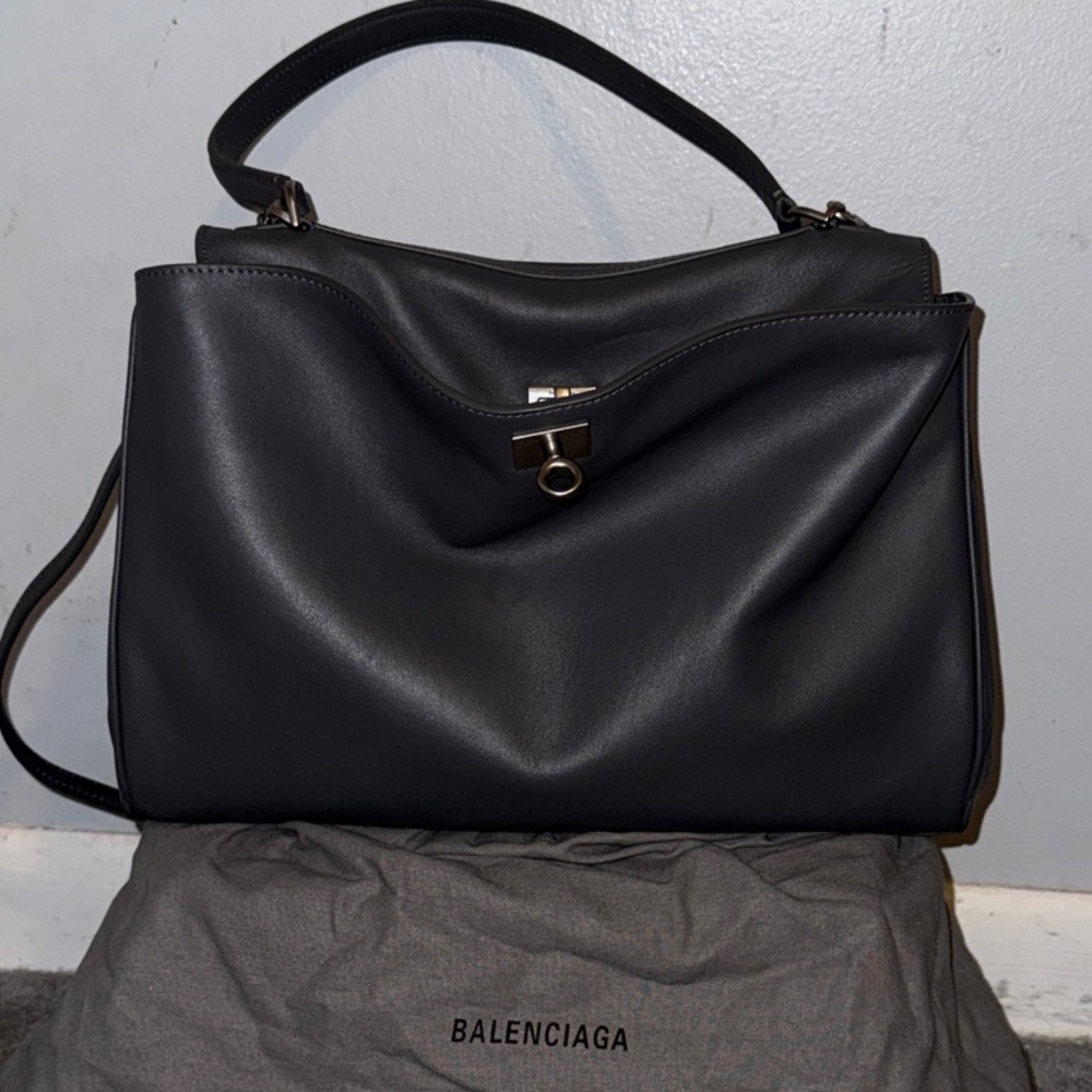 Balenciaga Dark Gray Leather Shoulder Bag